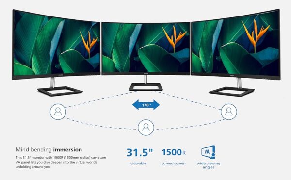 Philips 322E1C 32'' Super-Curved Frameless Monitor, Full HD VA, 75Hz - Image 4