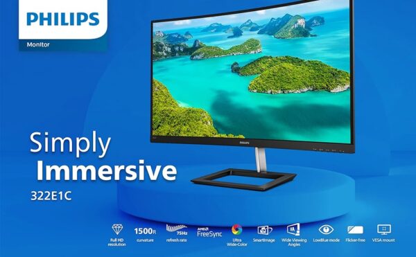 Philips 322E1C 32'' Super-Curved Frameless Monitor, Full HD VA, 75Hz - Image 5