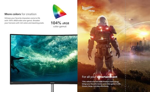 Philips 322E1C 32'' Super-Curved Frameless Monitor, Full HD VA, 75Hz - Image 3