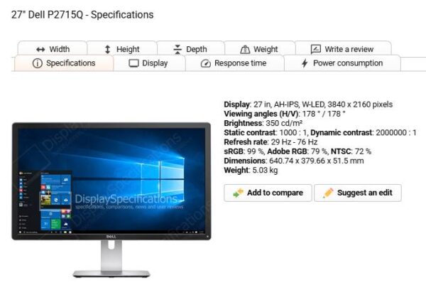 Dell P2715Q Ultra HD 4k HD 27" IPS monitor 100% sRGB like new - Image 12