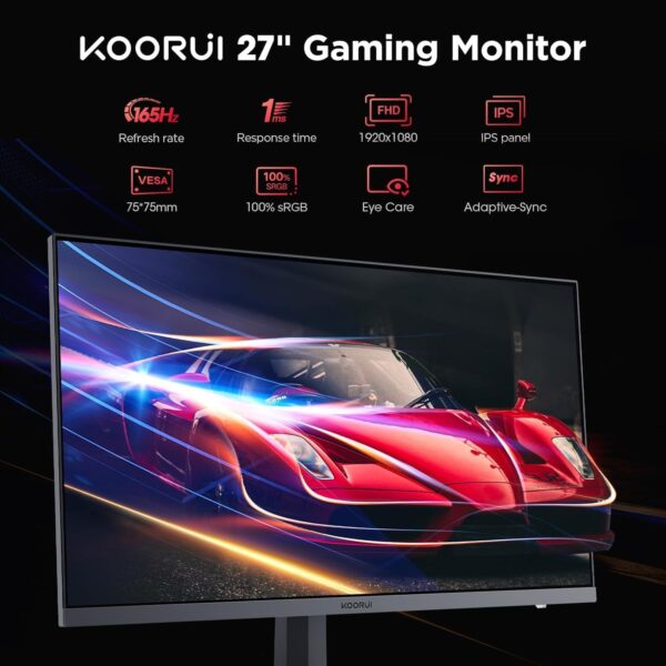 KOORUI Monitor, 27" Gaming Monitor, 165Hz, IPS, FHD 1920 x 1080 - Image 3