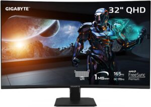 GIGABYTE GS32QC 31.5" 165Hz 1440P Curved Gaming Monitor 109% sRGB