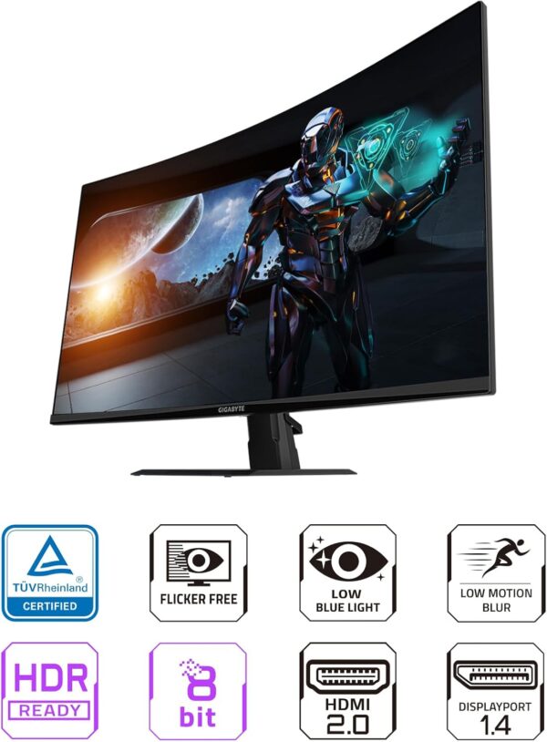 GIGABYTE GS32QC 31.5" 165Hz 1440P Curved Gaming Monitor 109% sRGB - Image 9