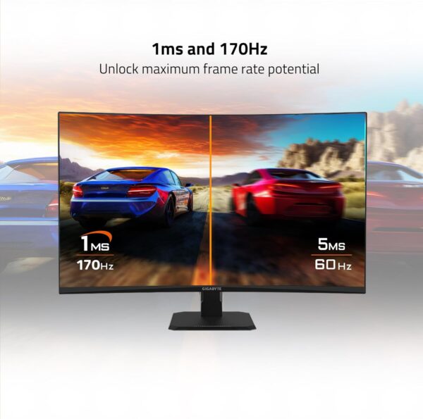 GIGABYTE GS32QC 31.5" 165Hz 1440P Curved Gaming Monitor 109% sRGB - Image 8