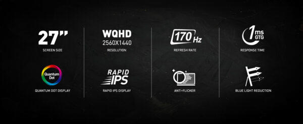 MSI G274QPF-QD, 27" Gaming Monitor, 2560 x 1440 (QHD), IPS, 170Hz, HDR - Image 6