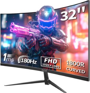 ZZA 32 Inch Curved Gaming Monitor 180hz 1500R 1ms HDR 600